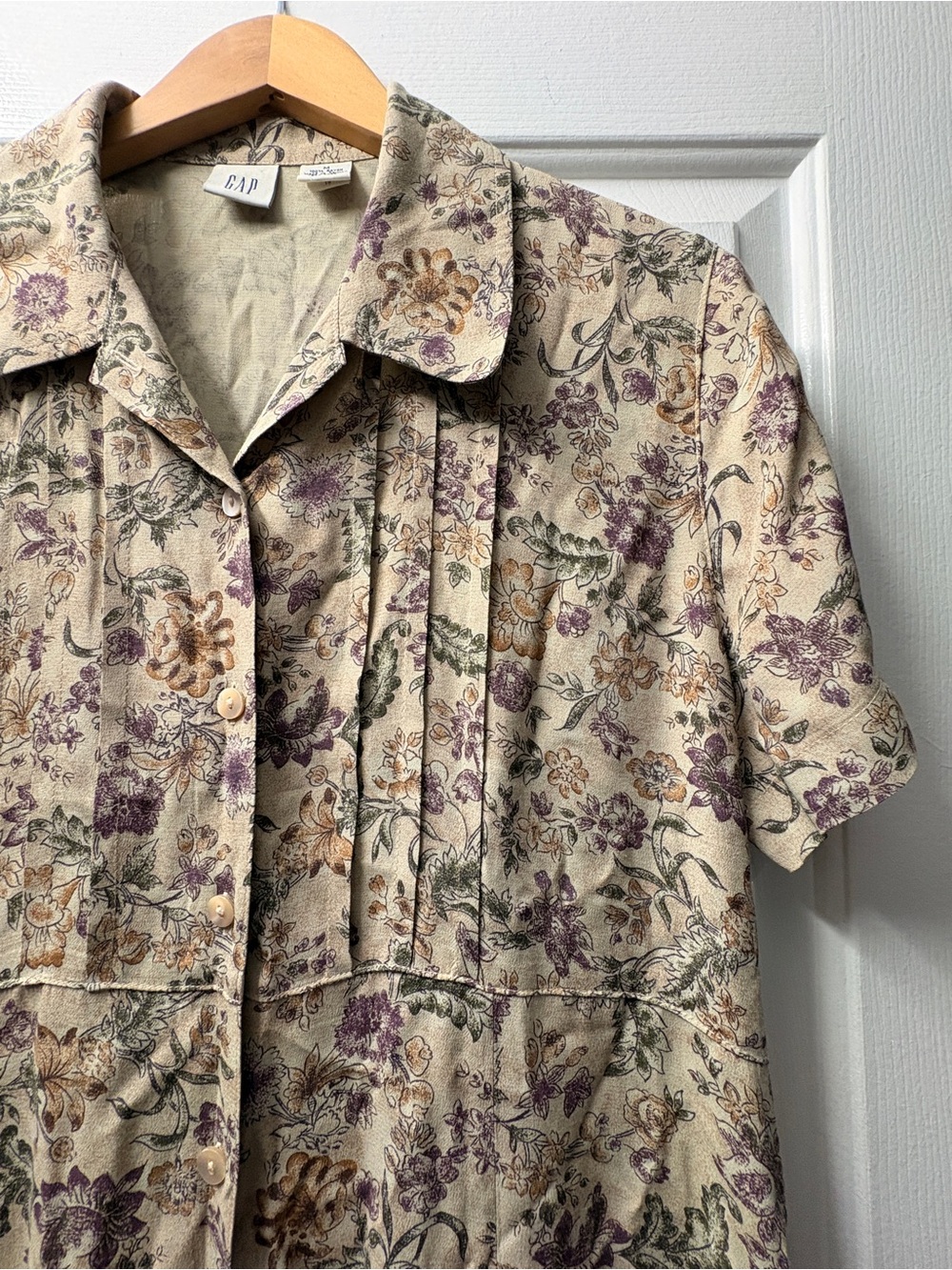 GAP Vintage Floral Button-Front Midi Length Dress